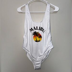 MALIBU RUM - Rare Women’s Swimsuit Bodysuit Open Back Size 10 NWOT
